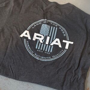 Ariat Charcoal Tee with Blue and White Graphic
